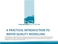 A Practical Introduction to Water Quality Modelling