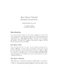 Basic Emacs Tutorial Statistics Orientation