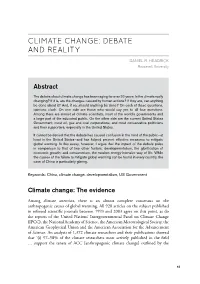 Climate Change: Debate and Reality