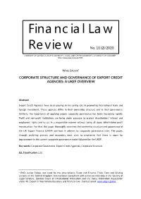 Corporate Structure and Governance of Export Credit Agencies: a Ukef Overview