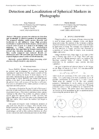 Detection and Localization of Spherical Markers in Photographs