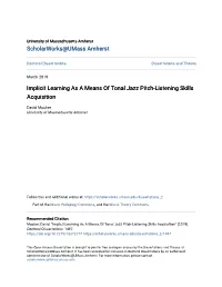 Implicit Learning As a Means of Tonal Jazz Pitch-Listening Skills Acquisition