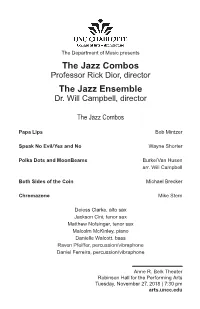 The Jazz Combos the Jazz Ensemble