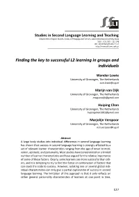 Finding the Key to Successful L2 Learning in Groups and Individuals