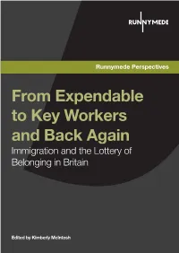 From Expendable to Key Workers and Back Again Immigration and the Lottery of Belonging in Britain