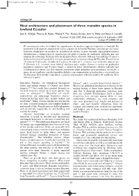 Nest Architecture and Placement of Three Manakin Species in Lowland Ecuador José R