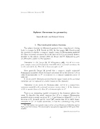 Sphere Theorems in Geometry