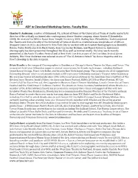 ADF in Cleveland Workshop Series- Faculty Bios