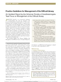 ASA Practice Guidelines for Management of the Difficult Airway