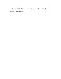 Chapter 1 the History and Limitations of Classical Mechanics