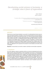 Decolonizing Social Sciences in Suriname: a Strategic View in Favor of Regionalism