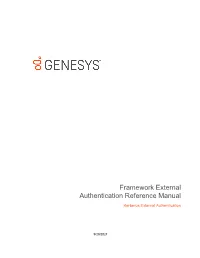 Framework External Authentication Reference Manual