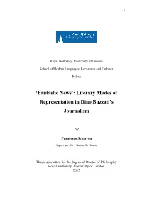 Literary Modes of Representation in Dino Buzzati's Journalism