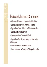 Network, Intranet & Internet