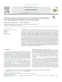 The Value of Forest Ecosystem Services: a Meta-Analysis at the European Scale and Application to National Ecosystem Accounting