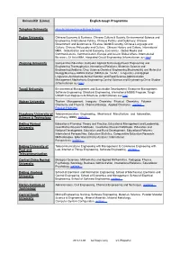 Universität (Links) English-Tough Programme Tsinghua University Fudan University Zhejiang University Tongji University Wuhan U