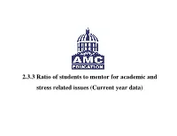 2.3.3 Ratio of Students to Mentor for Academic and Stress Related Issues (Current Year Data)