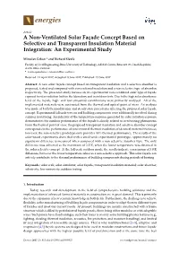 A Non-Ventilated Solar Façade Concept Based on Selective and Transparent Insulation Material Integration: an Experimental Study