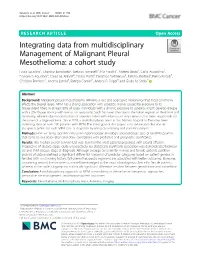 Integrating Data from Multidisciplinary Management Of