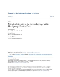 Microbial Diversity in the Thermal Springs Within Hot Springs National Park E