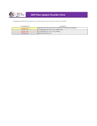 RHP Plan Update Provider Form