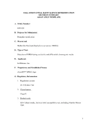 Substantial Equivalence Determination Decision Summary Assay Only Template