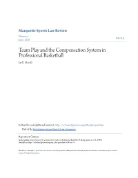 Team Play and the Compensation System in Professional Basketball Jay R