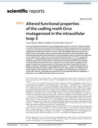 Altered Functional Properties of the Codling Moth Orco Mutagenized in the Intracellular Loop‑3 Yuriy V