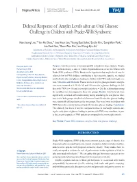 Delayed Response of Amylin Levels After an Oral Glucose Challenge in Children with Prader-Willi Syndrome
