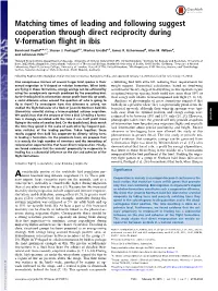 Matching Times of Leading and Following Suggest Cooperation Through Direct Reciprocity During V-Formation Flight in Ibis