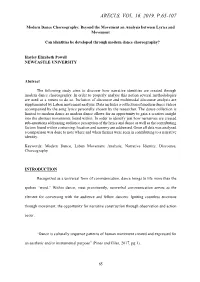 Modern Dance Choreography: Beyond the Movement an Analysis Between Lyrics and Movement