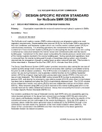 Nuscale Design-Specific Review Standard Section 5.4.7, Decay Heat