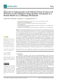 Quercetin-3-O-Glucuronide in the Ethanol Extract of Lotus Leaf (Nelumbo Nucifera) Enhances Sleep Quantity and Quality in a Rodent Model Via a Gabaergic Mechanism