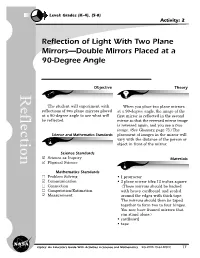 Reflection of Light with Two Plane Mirrors—Double Mirrors Placed at a 90-Degree Angle
