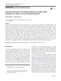 Structural, Functional, and Sensorial Properties of Protein Isolate Produced from Salmon, Cod, and Herring By-Products