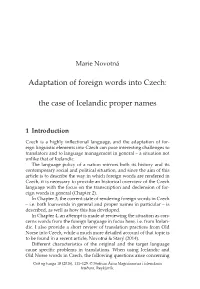 Adaptation of Foreign Words Into Czech: the Case of Icelandic Proper Names