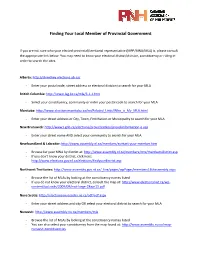 Finding Your Local Member of Provincial Government