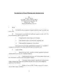 Introduction to Estate Planning and Administration