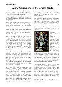 Mary Magdalene at the Empty Tomb a Reflection on John 20