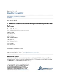 A Deterministic Method for Evaluating Block Stability on Masonry Spillways