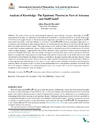Analysis of Knowledge: the Epistemic Theories in View of Avicenna and Mulla Sadra