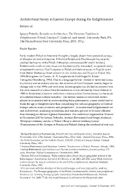 Architectural Theory in Eastern Europe During the Enlightenment