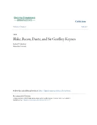 Blake, Bacon, Dante, and Sir Geoffrey Keynes Robert F