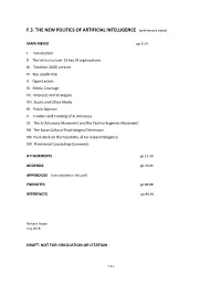 F.3. the NEW POLITICS of ARTIFICIAL INTELLIGENCE [Preliminary Notes]