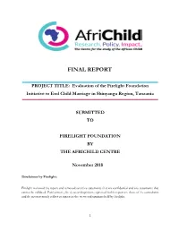 FINAL Shinyanga Firelight Evaluation Report (Shared with Grantee