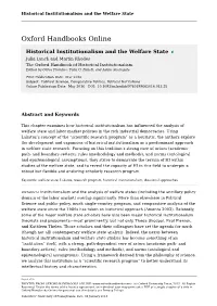 Historical Institutionalism and the Welfare State