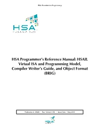 HSA Programmer's Reference Manual: HSAIL Virtual ISA And
