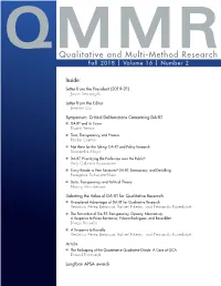 Qualitative and Multi-Method Research Fall 2018 | Volume 16 | Number 2