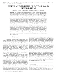Temporal Variability of Cave-Air CO2 in Central Texas