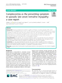 Camptocormia As the Presenting Symptom in Sporadic Late Onset Nemaline Myopathy: a Case Report Matthias Türk1* , Armin M